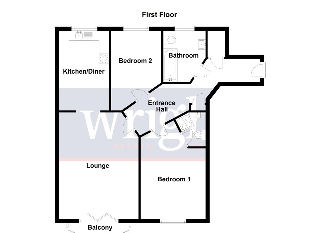 Lot: 73 - TWO-BEDROOM SEAFRONT FLAT WITH PARKING - Floor plan provided by joint agent